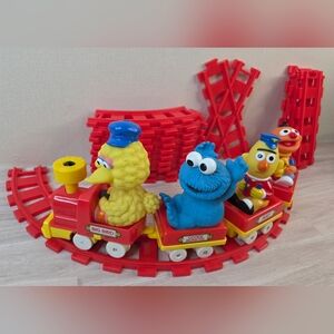 Vintage Sesame Street Train Set with Big Bird, Cookie Monster, Bert And Ernie